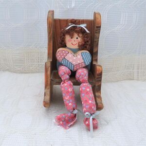 Handmade Wooden Rocking Chair With Girl Cottage Core Home Decor
